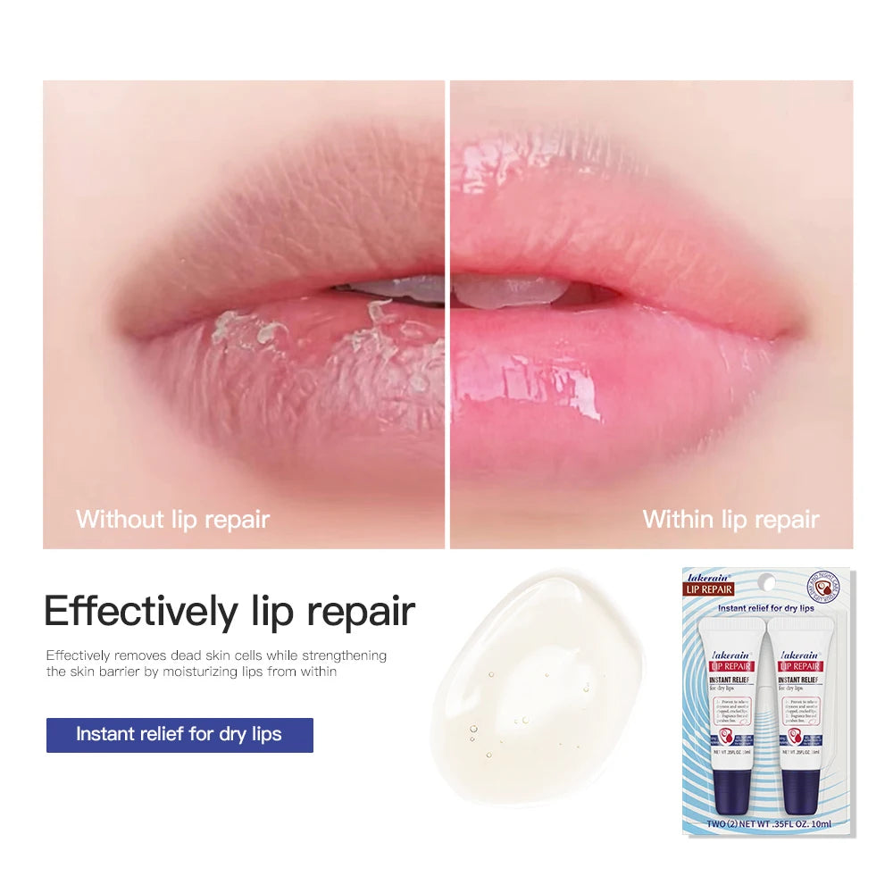 2pcs/Lot Moisturizing Lip Repair Gel Instant Relief For Dry Lips Liquid Lip Balm Paraben Free Lip Care Product Reduce Lips Line HIP