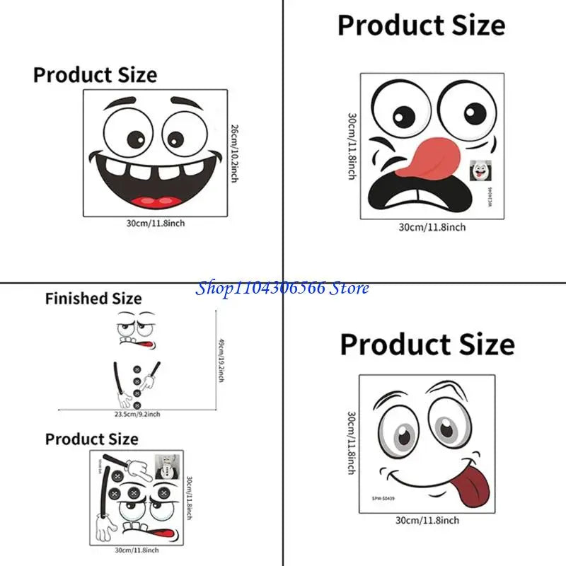 4-Pack Cartoon Smiling Face PVC Stickers for Gaming & Devices Decorative Sticker Set HIP