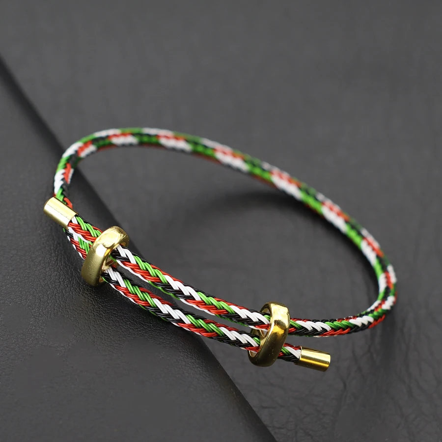 Adjustable Simple Stainless Steel Wire Charm Bracelet Unisex Sliding Knot Good Luck Red Rope Braslet Outdoor Cycling Accessories HIP redgreen