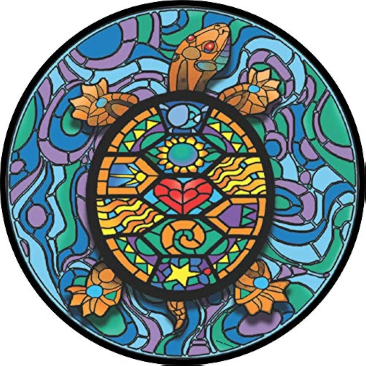 Stained Glass Turtle Spare Tire Cover – Custom Polyester Wheel Protector Spare Tire Cover HIP Acquiesce 17 in