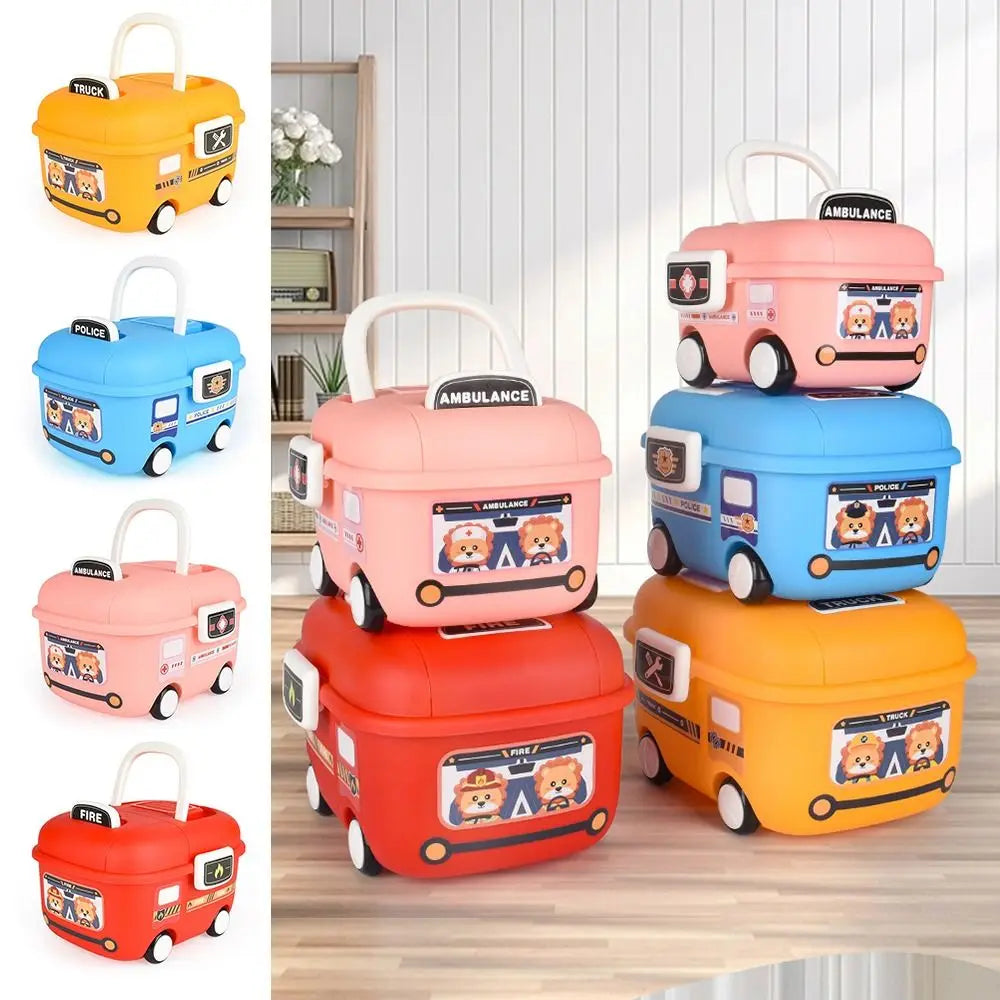 Cartoon Car Storage Box with Handle & Wheels – 3 Sizes Plastic Storage Box HIP