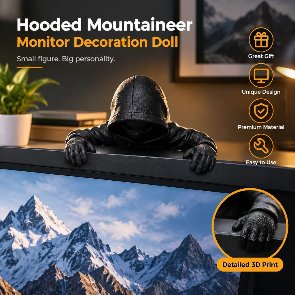 Hooded mountaineer monitor decoration doll table decoration 3D printing game settings black ornament decoration technology HIP