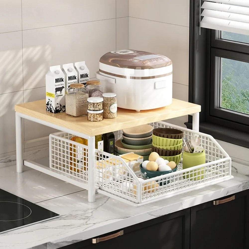 Microwave Stand with Drawers – Kitchen Countertop Organizer Kitchen Storage Rack HIP