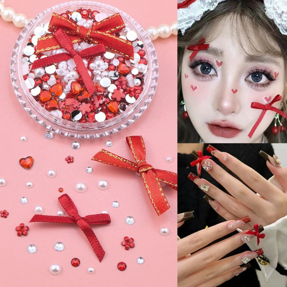 3D Rhinestone Bow Crystal Face & Nail Sticker Decorations