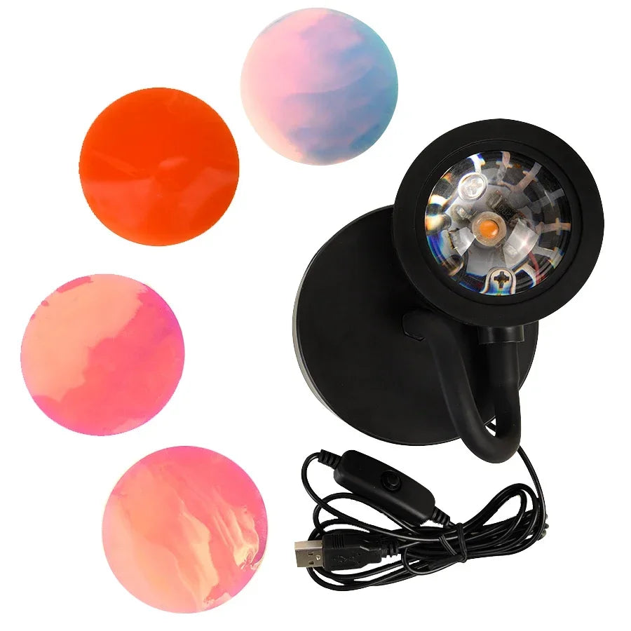 USB Sunset Lamp Sunset Projector Mood Light Living Room Bedroom Night Light Indoor Decor Bar Atmosphere Photography Background HIP