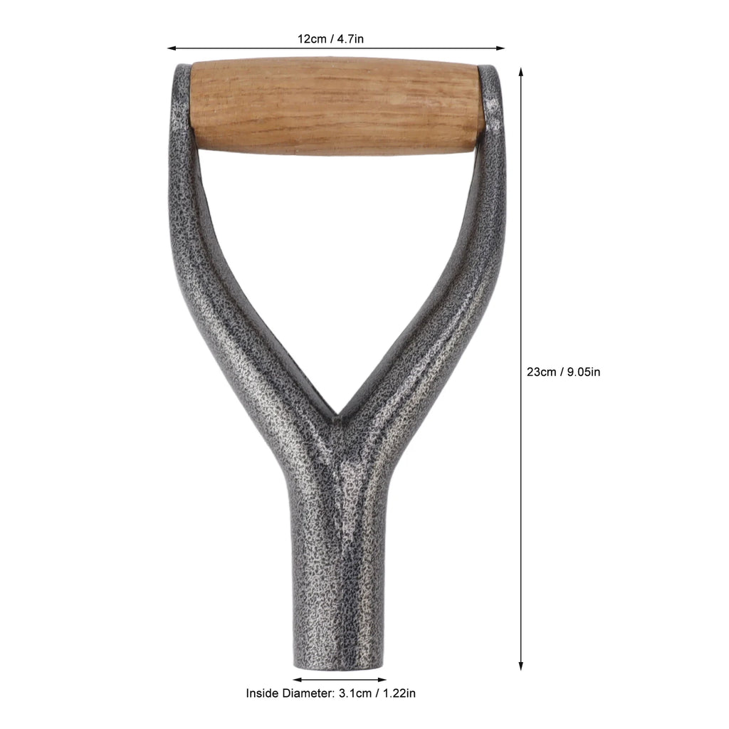 Shovel Handle Strudy Structure 12.22in Inside Diameter Ergonomic Design Spade Handle Y Shaped with Wooden Grip for Raking Tool HIP