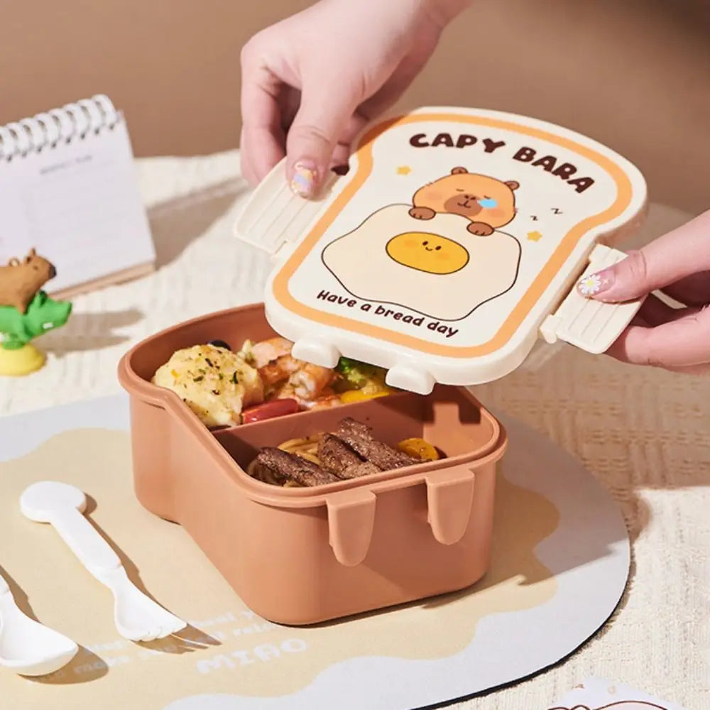 Cute Capybara Toast Lunch Box 1000ml – Leak-Proof Meal Box Novelty Lunch Box HIP