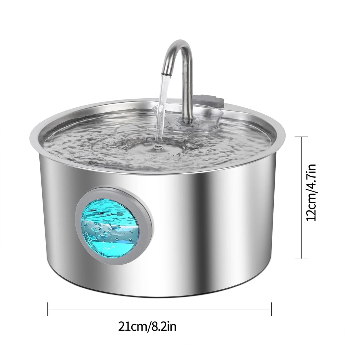 3.2L Stainless Steel Cat Water Fountain: Ultra Quiet USB Pet Drinking Dispenser with Water Window for Dogs & Cats HIP