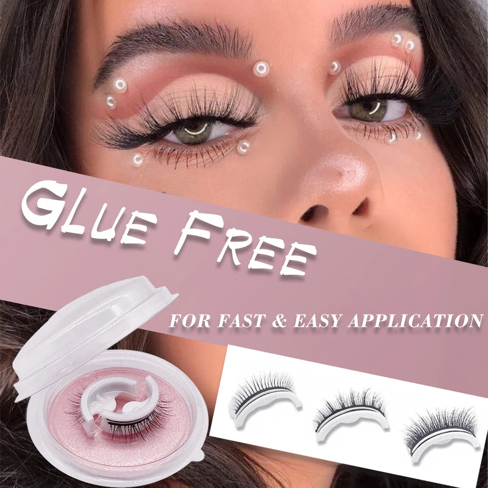 1 pairs Self-adhesive False eyelashes Reusable Natural Long Thick Eyelashes Multiple Reversible Glue-free Eyelashes Dropshipping HIP