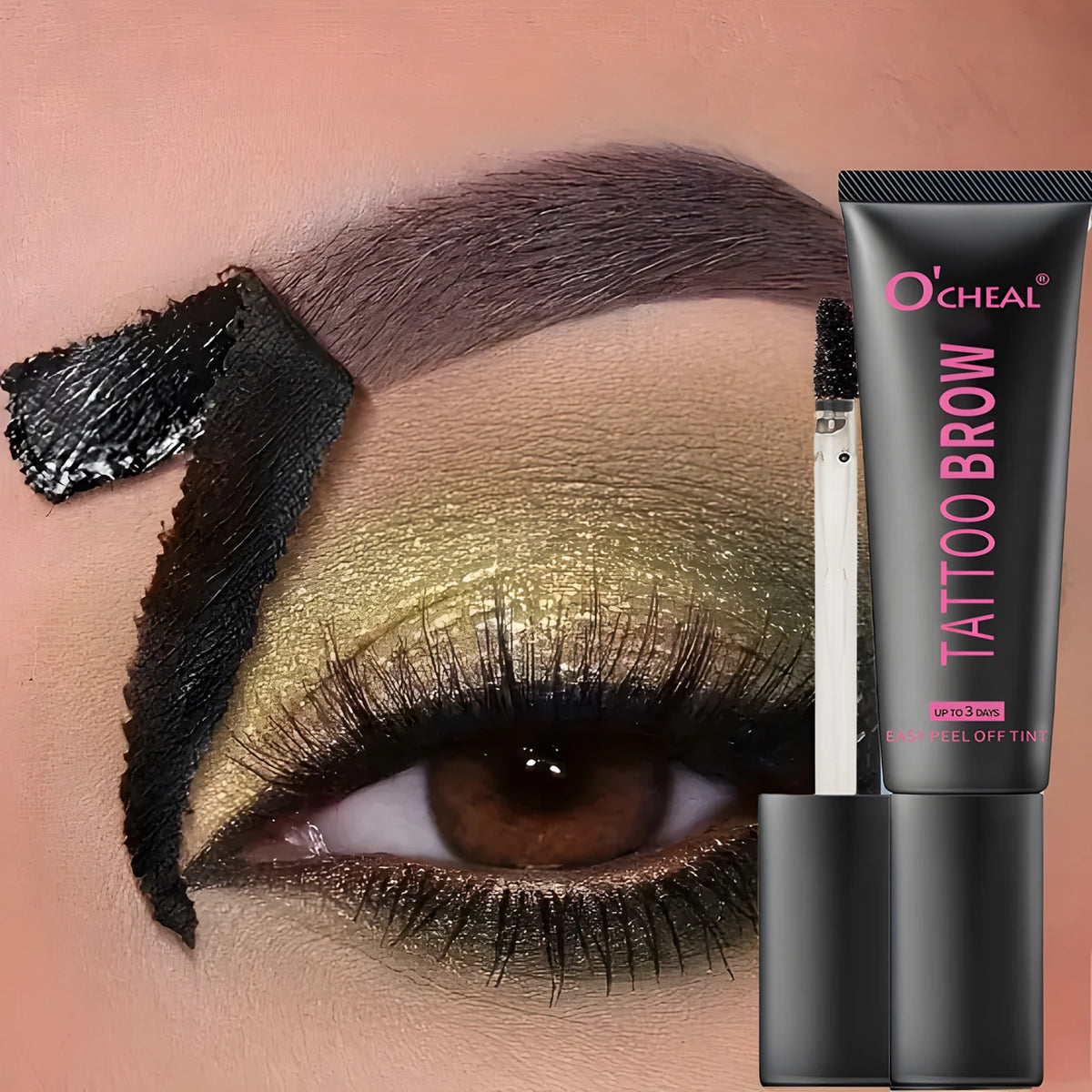 Waterproof Tattoo Brow Peel Off Tint with Stencils - Semi-Permanent Eyebrow Tint Lasts Up to 3 Days - Easy to Apply and Long-Las HIP