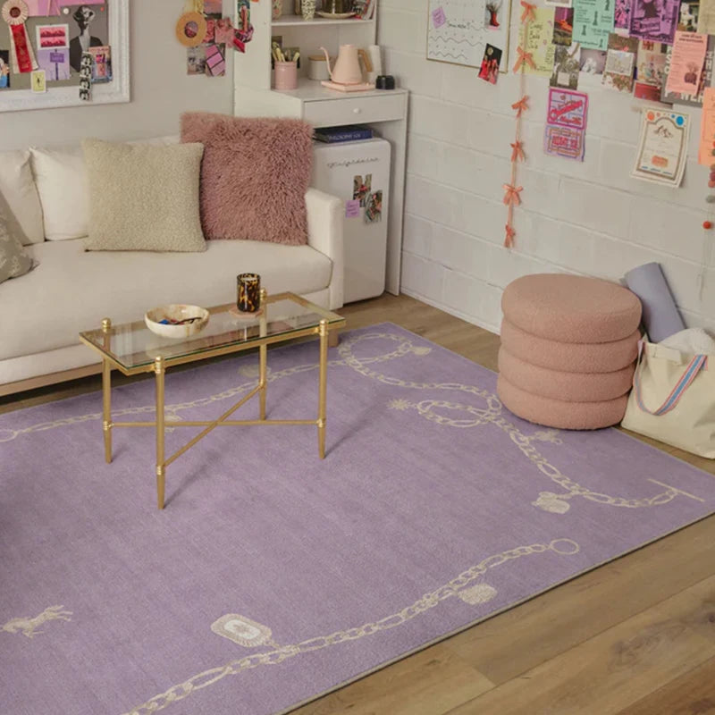 Soft Plush Area Rug – Non-Slip Machine Washable Light Purple Plush Area Rug HIP