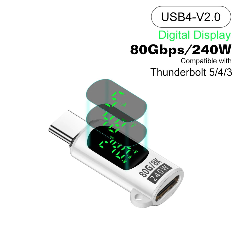 USB4 V2.0 80Gbps Type-C Adapter – 240W 8K Thunderbolt 3/4/5 USB-C Adapter HIP 80Gbps USB4 V2.0 WE