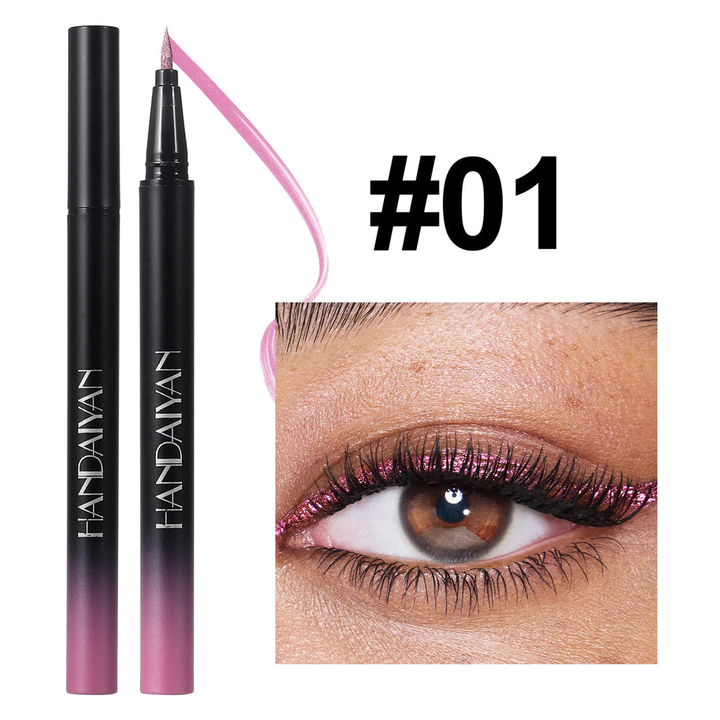 Handaiyan Glitter Metallic Liquid Eyeliner – Waterproof, 10 Colors Liquid Eyeliner HIP 01 Full Size 0.8ml