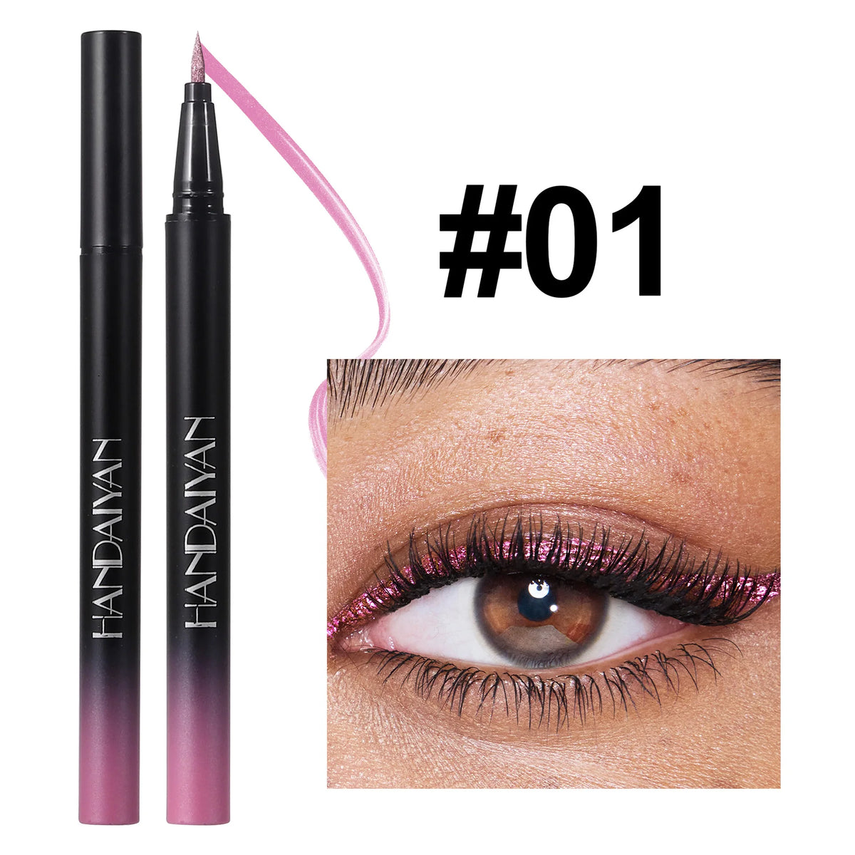 Handaiyan Glitter Metallic Liquid Eyeliner – Waterproof, 10 Colors Liquid Eyeliner HIP 01 Full Size 0.8ml