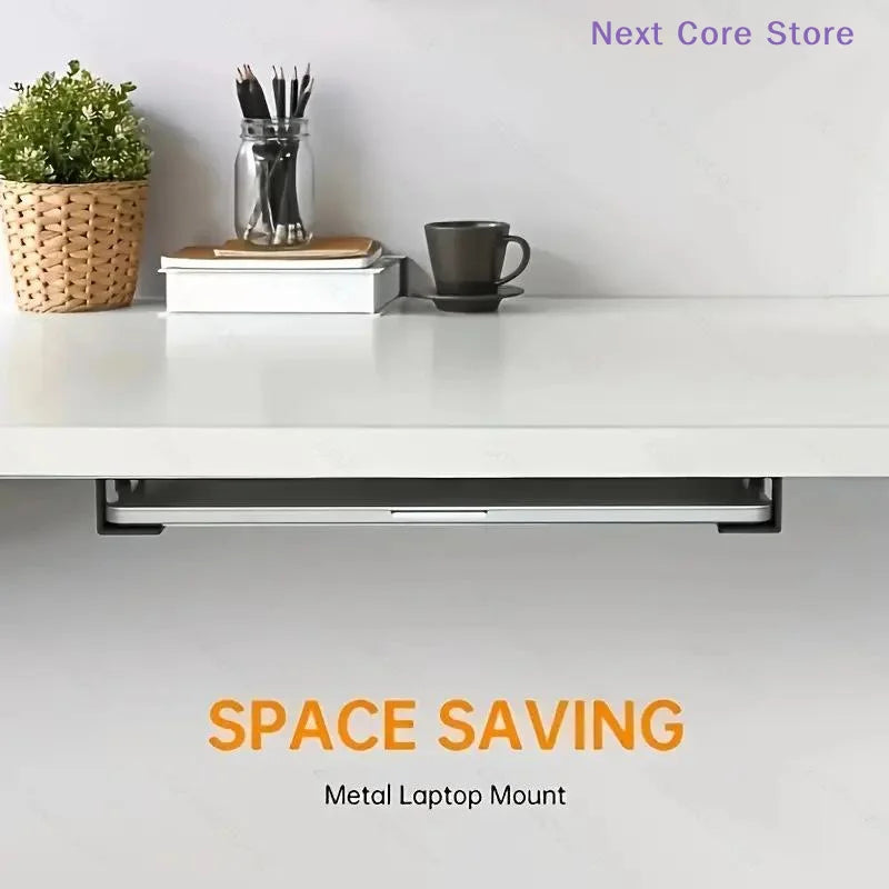 Metal Under-Desk Laptop Mount & Keyboard Storage Shelf Under-Desk Laptop Mount HIP