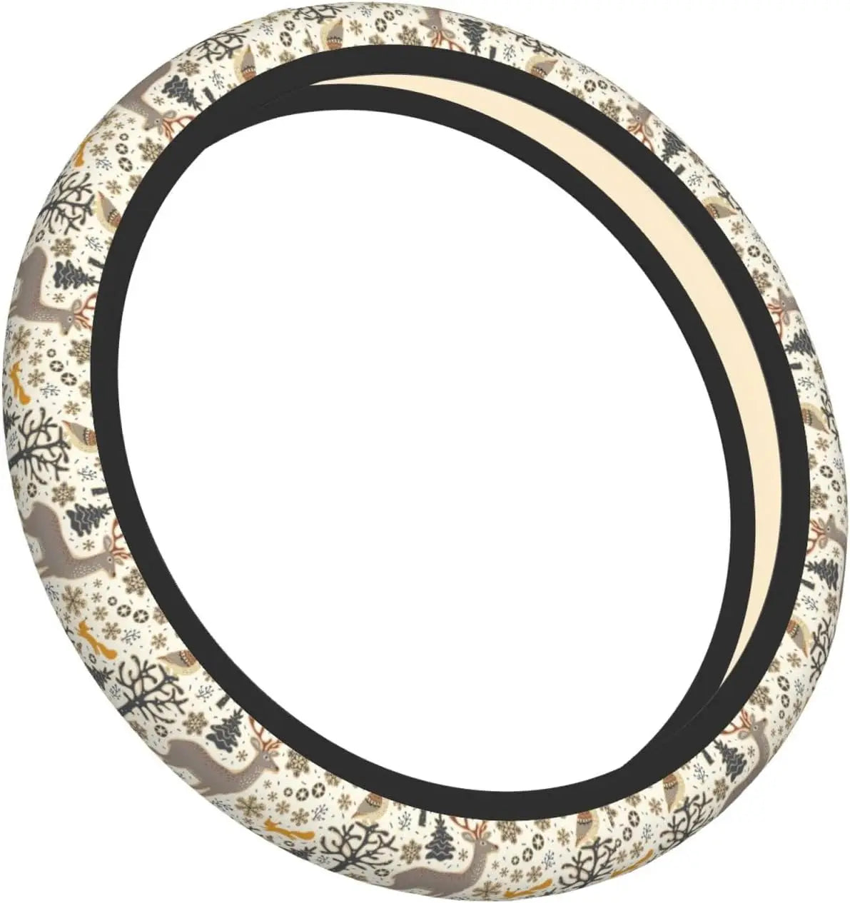 Winter Forest Steering Wheel Cover – Deer, Owl & Fox | 15" Steering Wheel Cover HIP
