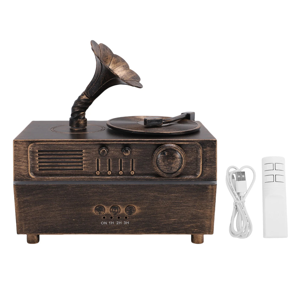 Retro Aromatherapy Humidifier Unique Gramophone Vintage Oil Diffuser Fragrance Cool Mist Humidifier Antique Oil Diffuser HIP A