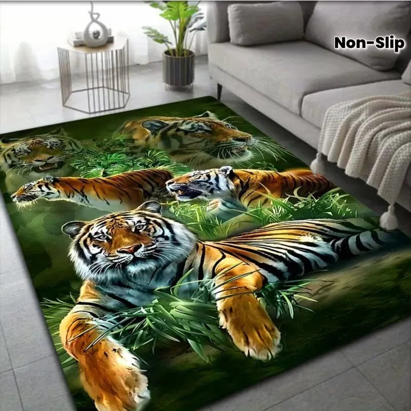 Highland Cow Floral Non-Slip Mat – Kitchen, Bedroom & Hallway Decorative Area Mat HIP 1 40X60cm-Felt