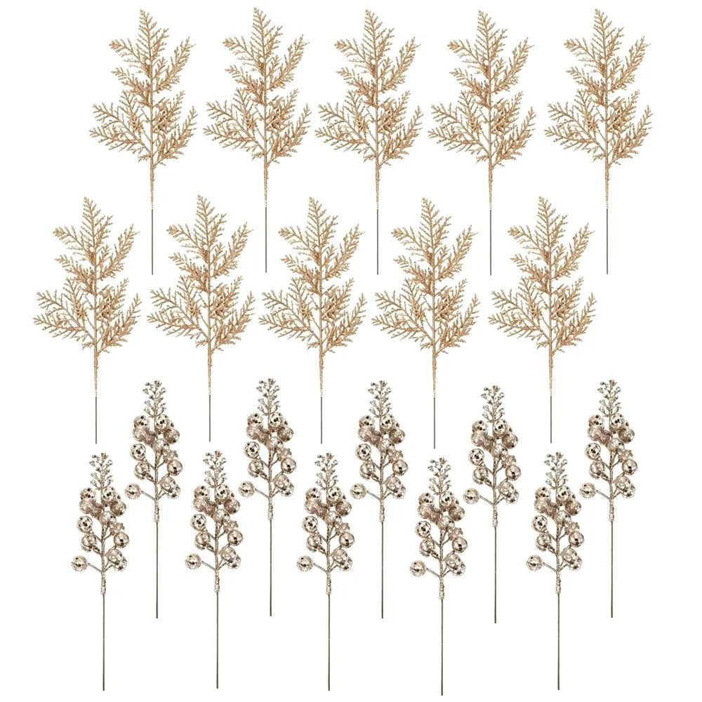 10-Pc Glitter Berry Bouquets Christmas Tree Ornaments Christmas Tree Ornaments HIP Champagne