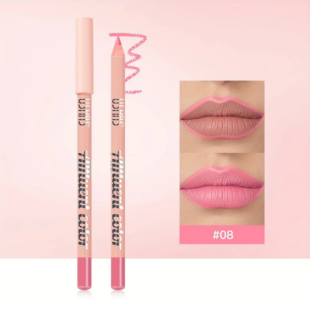 Ultra Matte Lip Liner Pencil Long-lasting Silky Smooth Outline and Filling Lips Contouring Versatile Shades for All Skin Types HIP 08