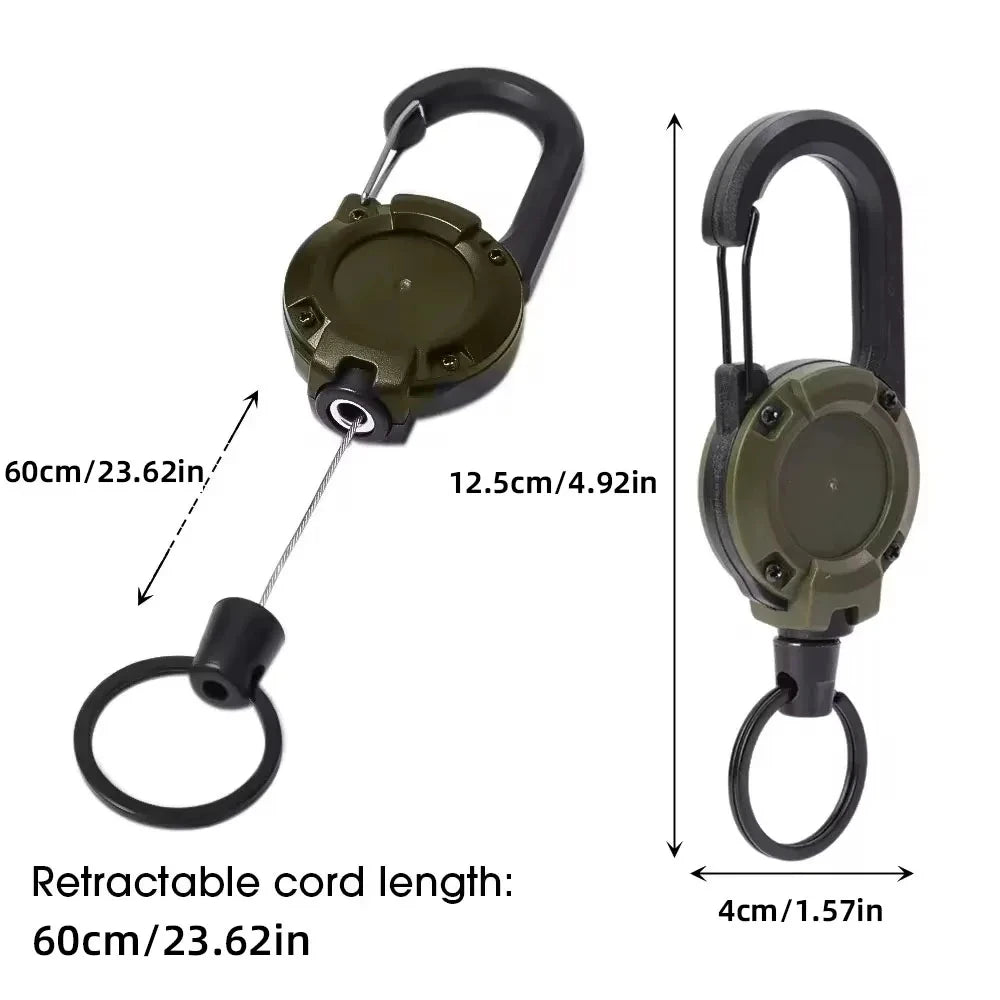 Retractable Carabiner Key Chain – 60cm Wire Rope Snap Clip Retractable Key Clip HIP