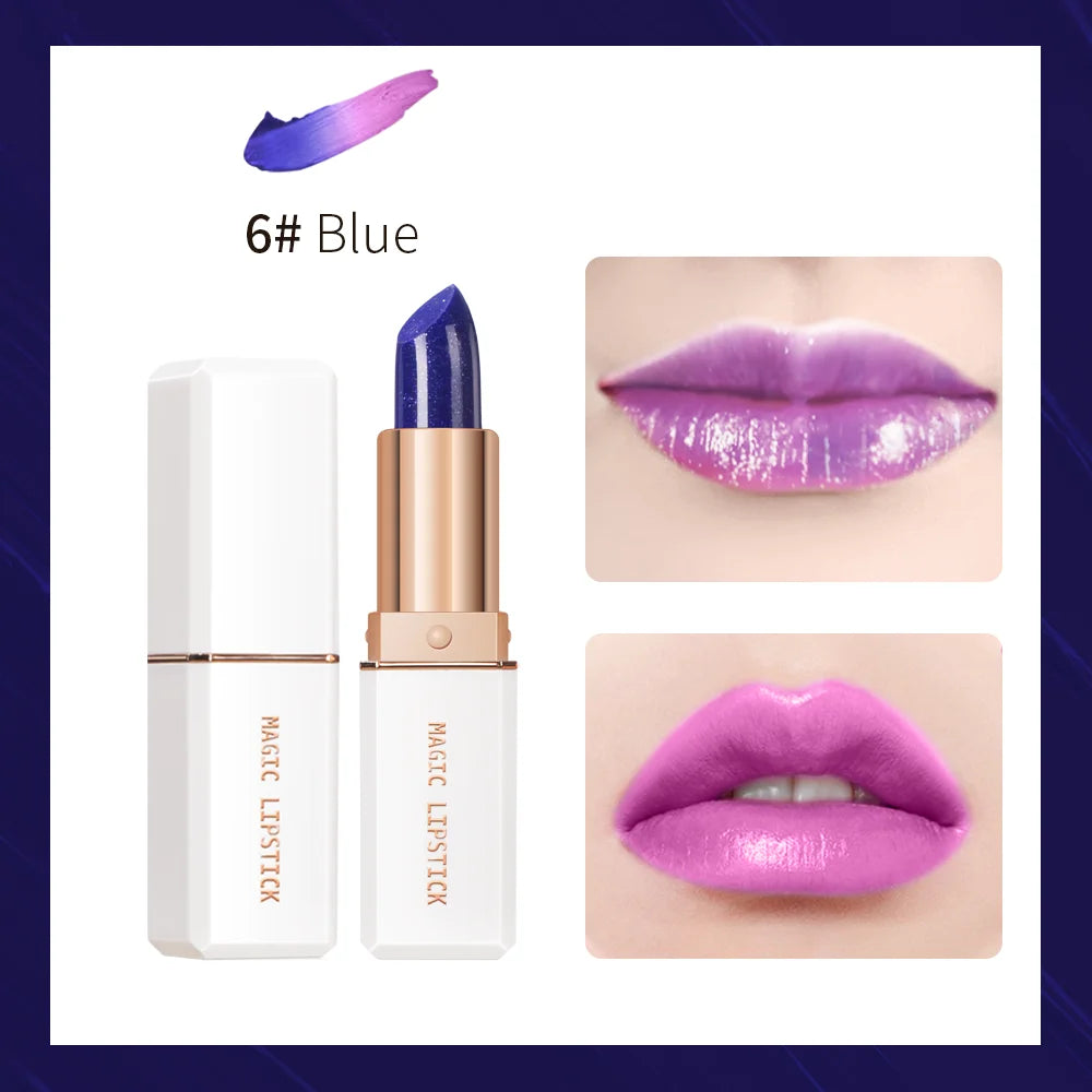 lakerain 6 Colors Magic Lipstick Temperature Color Changing Lip Stain Gloss Moisturizing And Long Lasting Waterproof Lip Balm HIP 06 blue Full Size