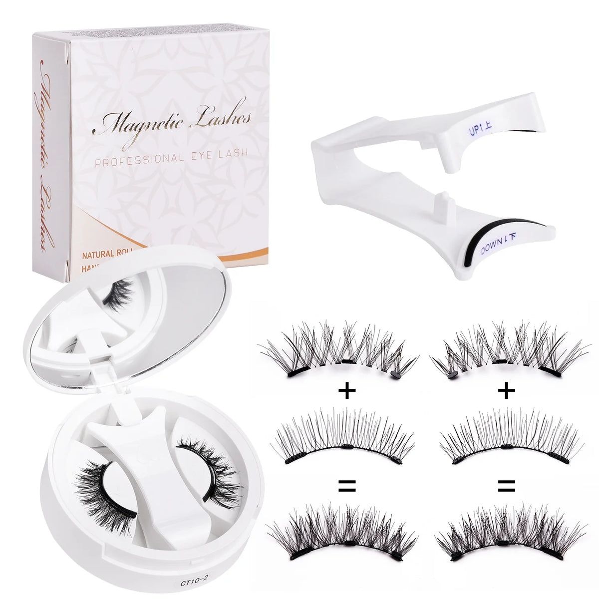 Magnetic Eyelashes Set Reusable Easy to use Eyelash Extension Tools Natural Curler False Eyelashes With Magnetic Tweezers HIP CT-02