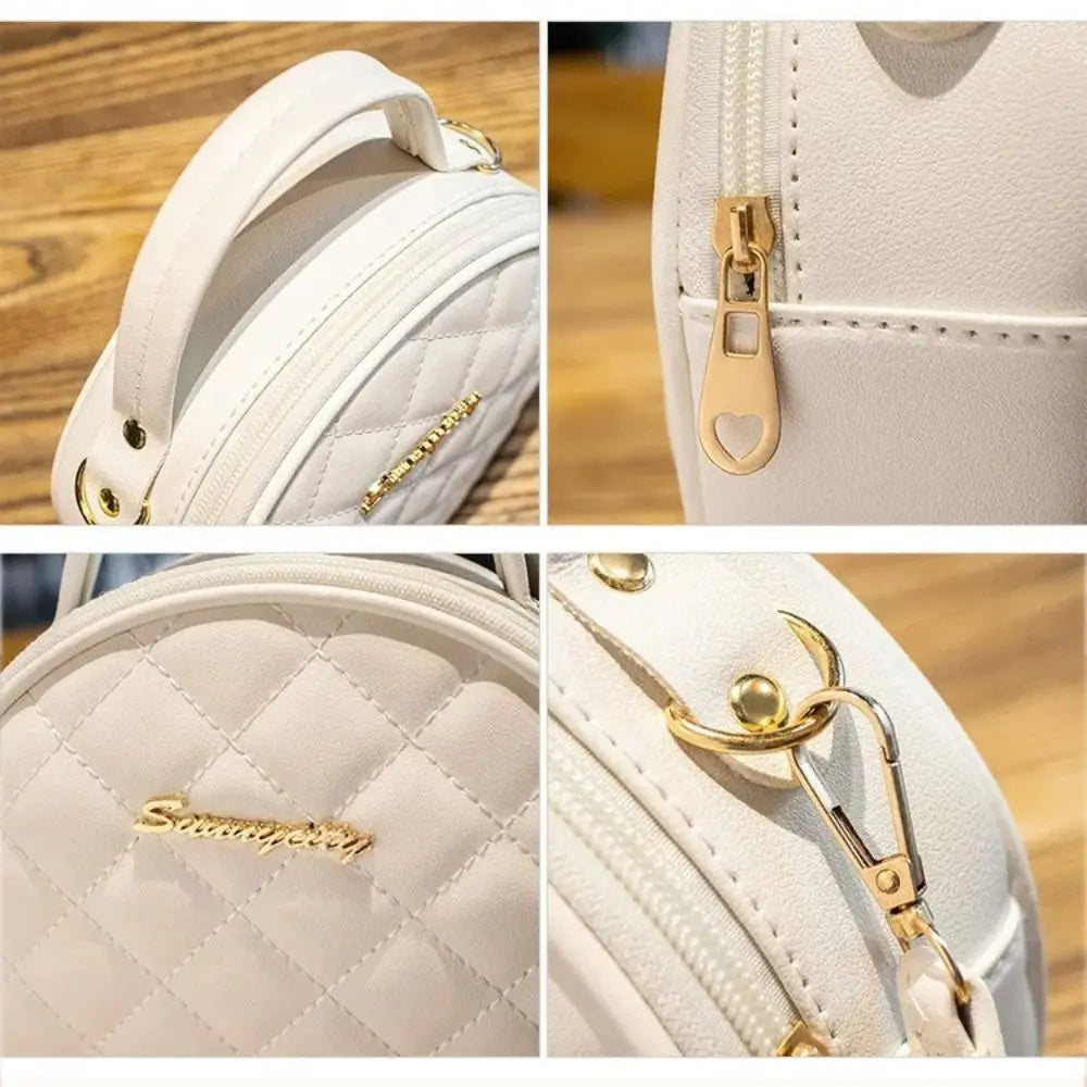 Embroidered Round Crossbody Bag – PU Leather Women's Purse Crossbody Shoulder Bag HIP