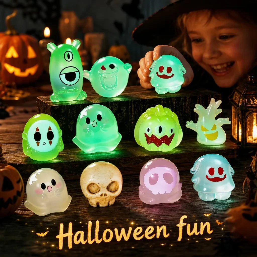 Halloween Decoration Ghost Statues Glow in Dark Micro Landscape Cartoon Ghost Pumpkin Luminous Halloween Festival Decoration HIP