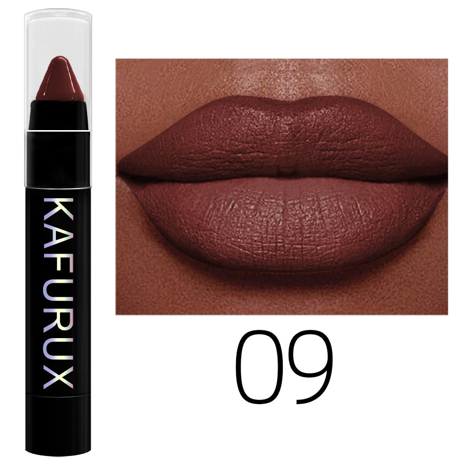 15 Colors Nude Velet Matte Lipstick Pencil Waterproof Long Lasting Red Brown Pink Lip Liner Pen Non-Stick Cup Makeup Lip Tint Pe HIP 09