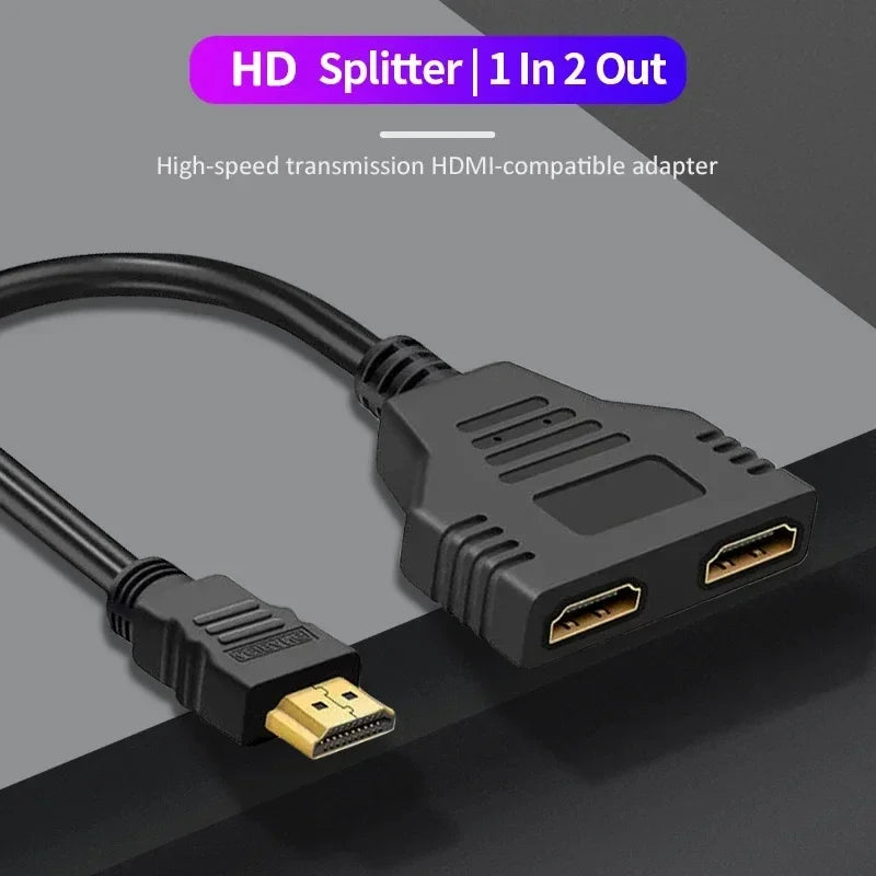 HDMI 1-in-2-Out Splitter Adapter – 1080p Dual Output Cable HDMI Splitter Adapter HIP