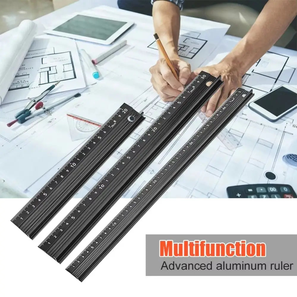 Aluminum Straight Ruler Anti-Cut Non-Slip | 20/30/45cm Measuring Straight Ruler HIP