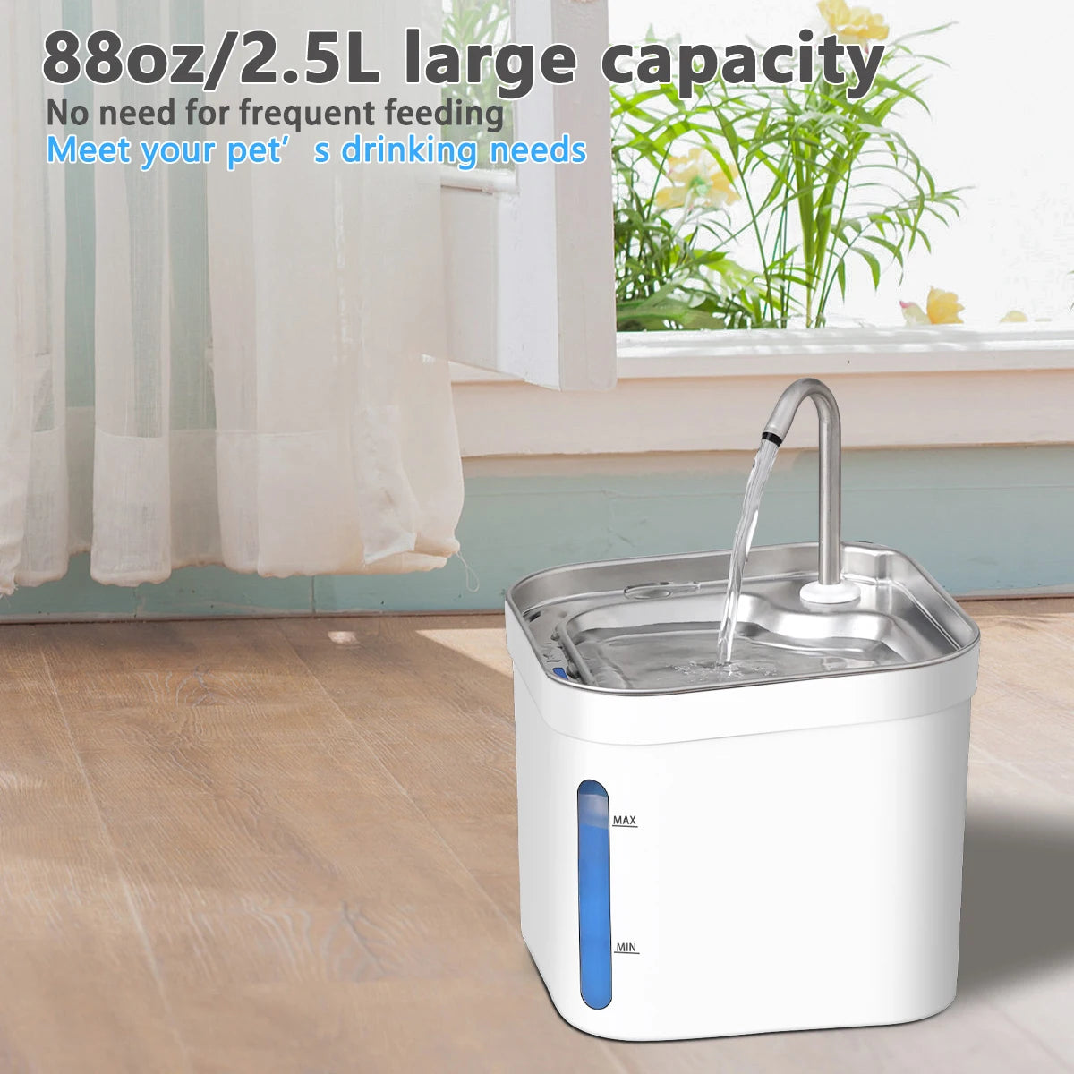 2.2L Stainless Steel Cat Automatic Drinking Fountain Dog Cat Pet Double Head Quiet Pump Water Dispenser HIP