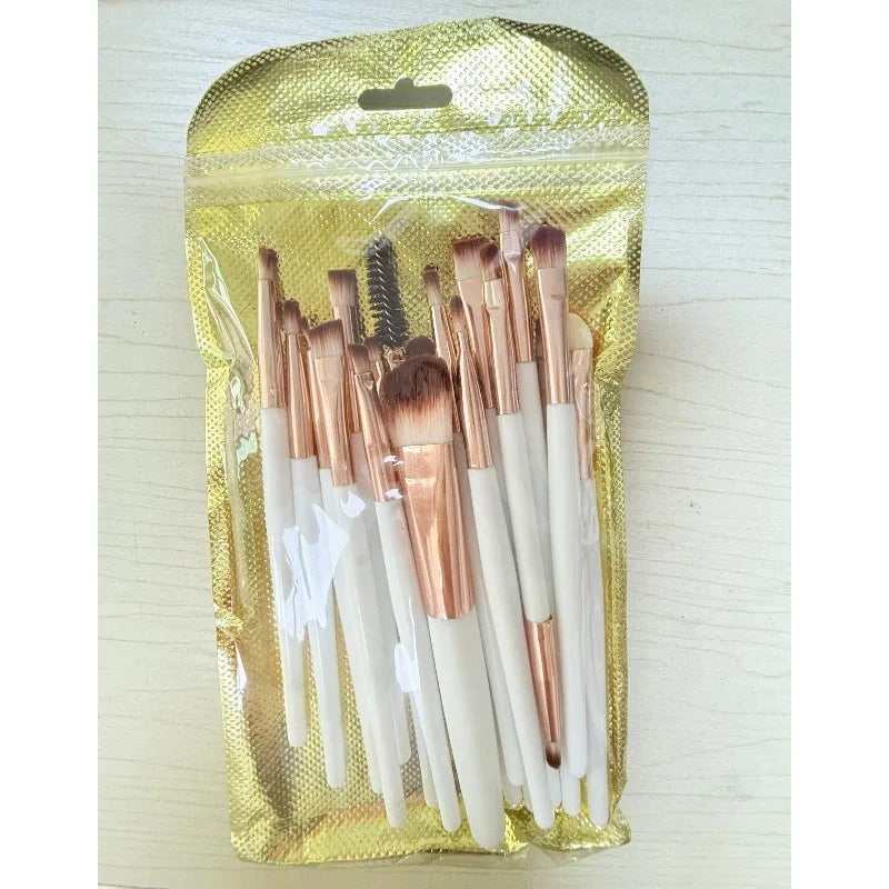 RUZOFO 20-Pc Double-Ended Soft Bristle Makeup Brush Set Makeup Brush Set HIP C612-white 20pcs