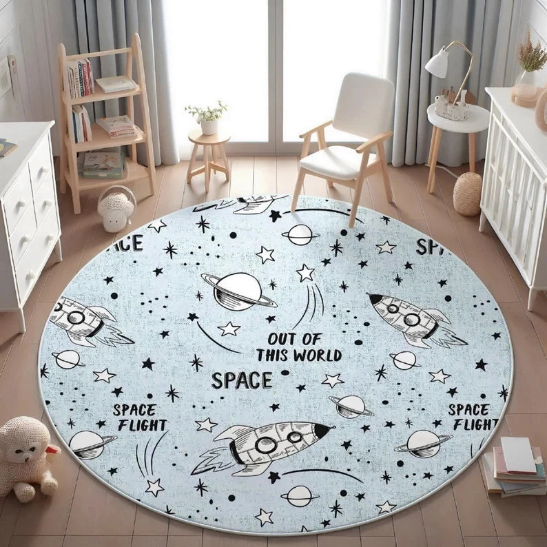 Cartoon Zoo Animal Round Rug – Kids Play Mat for Nursery Kids Area Rug HIP 4 80X80CM