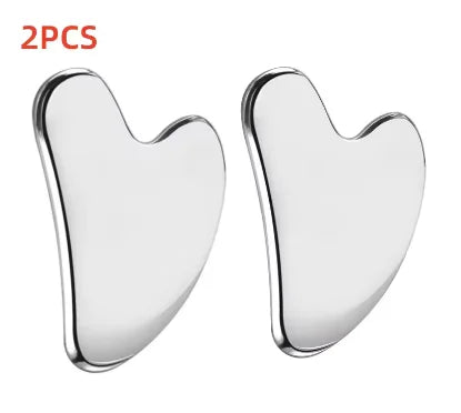 Stainless Steel Gua Sha Scraper – Face, Neck & Body Massager Gua Sha Scraper HIP C733-Sliver 2pcs