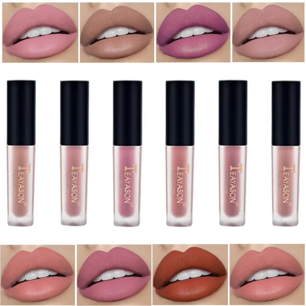 1pc Women's Fashion Liquid Matte Lipstick Velvet Lipgloss Nude Makeup Matte Velvet Natural Moisturizer Lip Glosses HIP