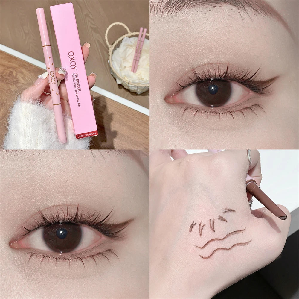 Punk Red Eyebrow & Eyeliner Gel 2 In 1 With Angled Brush Smudge-Proof Waterproof Creamy Smooth for Brows & Under Eye Makeup HIP Dark Brown B