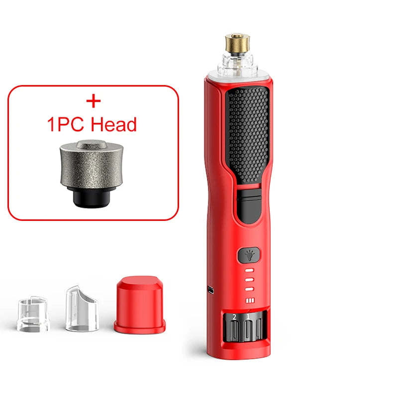 ROJECO Pet Electric Nail Grinder Rechargeable Dog Paw Grooming Nail Clipper LED Light 7 Speeds Adjustable Cat Claw Nail Grinder HIP Add 1 Head Set