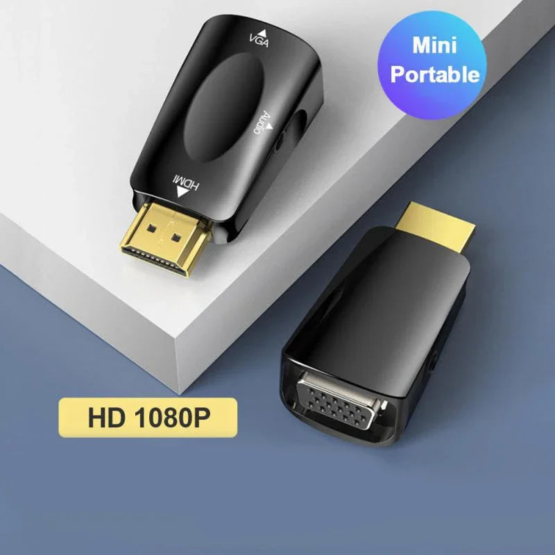 HDMI to VGA Adapter 1080P with 3.5mm Audio – Plug & Play Video Signal Adapter HIP
