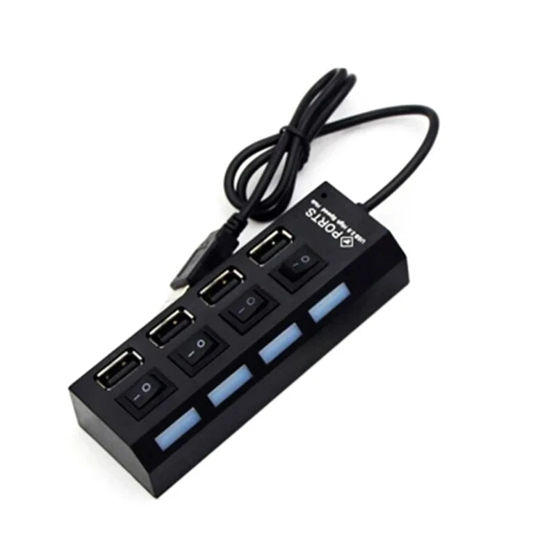 4-Port USB Hub with ON/OFF Switch & LED Indicator | SEamopar USB Hub Splitter HIP