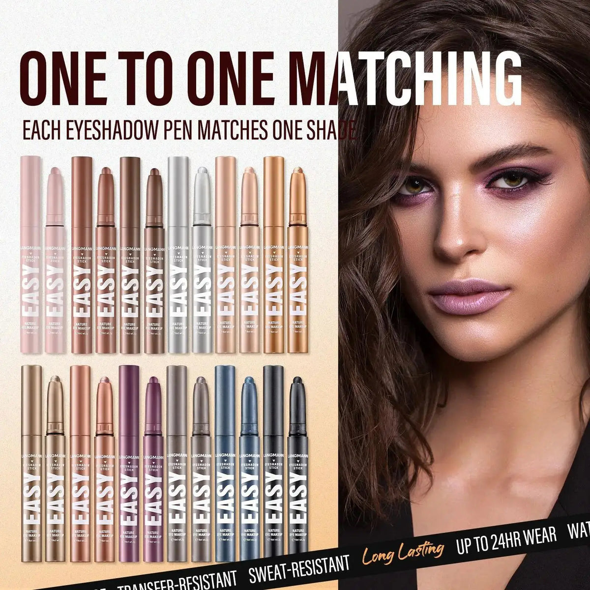Langmanni Pearlescent Eyeshadow Pencil – Waterproof Smoky Glitter Eyeshadow Pencil HIP