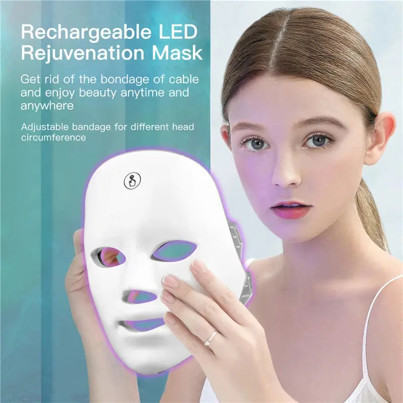 CAMMUO 7-Color LED Facial Mask – Photon Therapy Skin Care LED Light Therapy Mask HIP