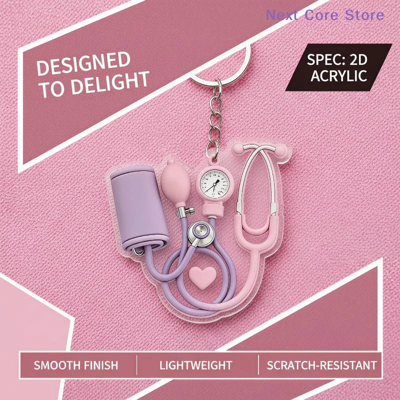 2D Acrylic Stethoscope Keychain – Nurse & Doctor Gift Acrylic Keychain HIP