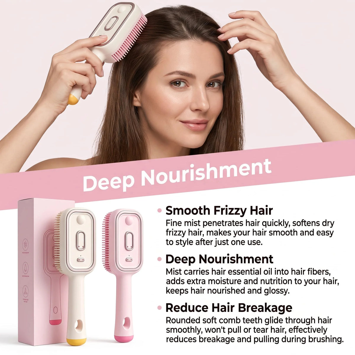 Electric Mist Hair Brush – Steam Detangling & Scalp Care Steam Hair Brush HIP