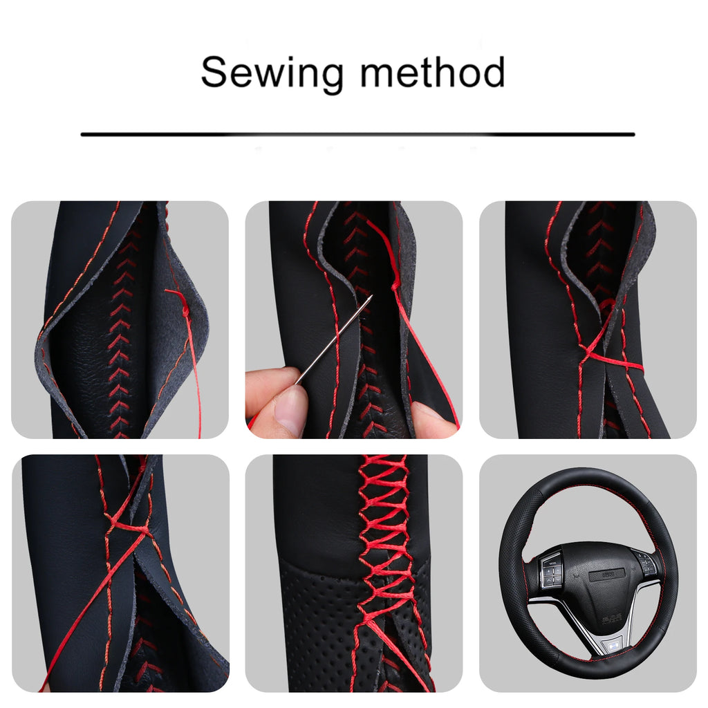 Nappa Leather Steering Wheel Cover – Universal 38cm DIY Steering Wheel Cover HIP