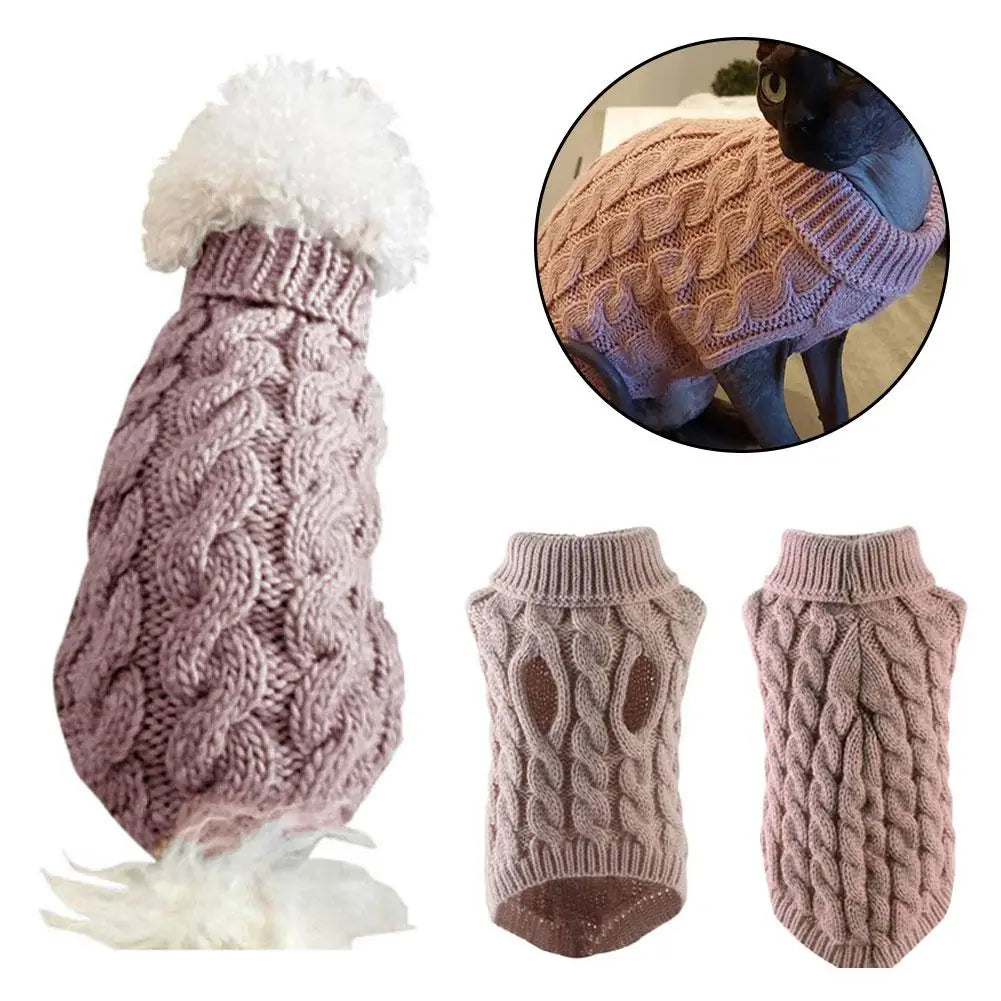 Puppy Dog Sweaters for Small Medium Dogs Cats Clothes Winter Warm Pet Turtleneck Chihuahua Vest Soft Yorkie Coat Teddy Jacket HIP