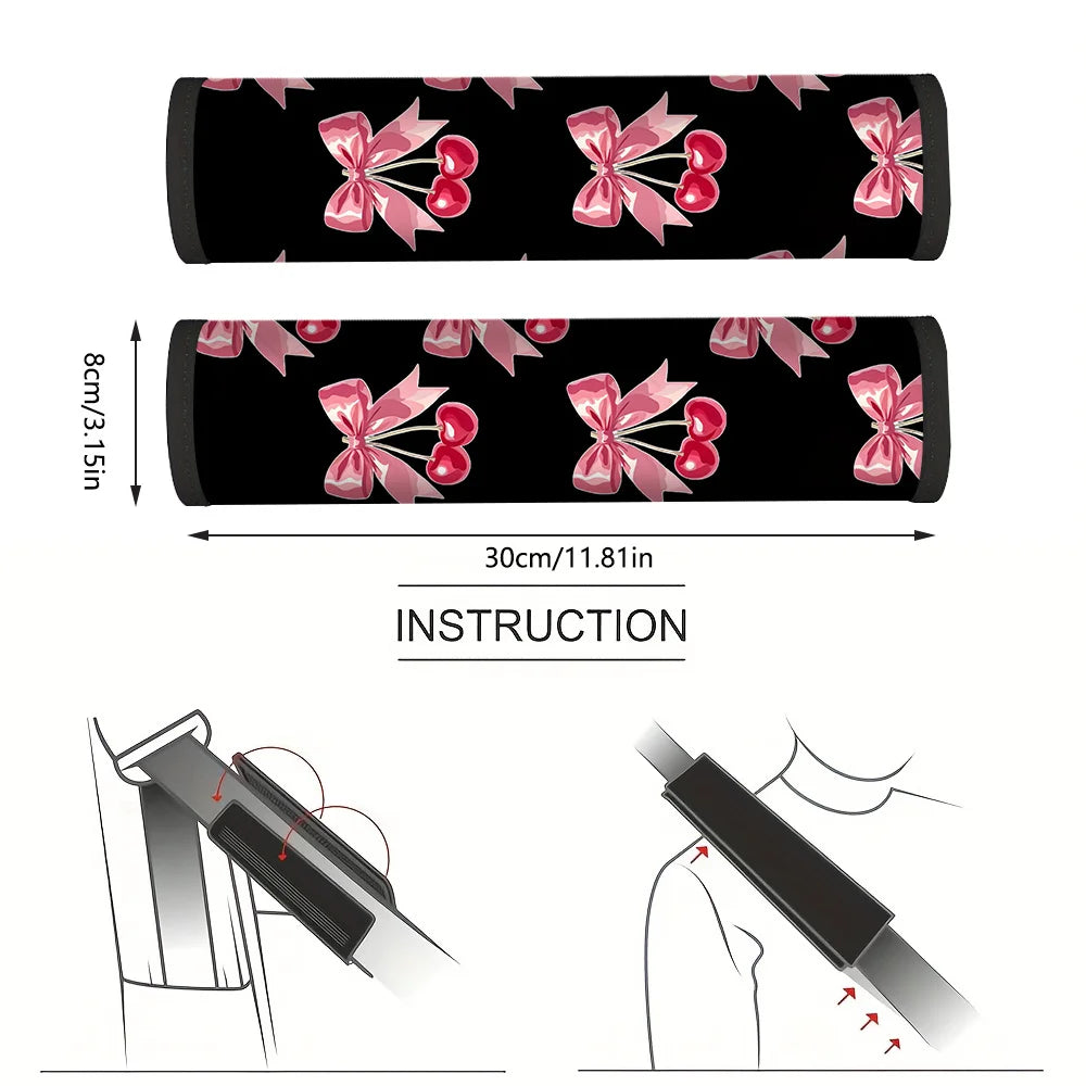2-Pack Cherry Bow-Tie Car Seat Belt Covers – Cute & Comfy Seat Belt Cover HIP