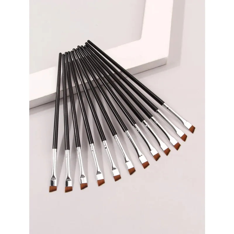 12-Piece Eyeliner & Eyebrow Brush Set – Thin Blade | HIP Eye Makeup Brush Set HIP