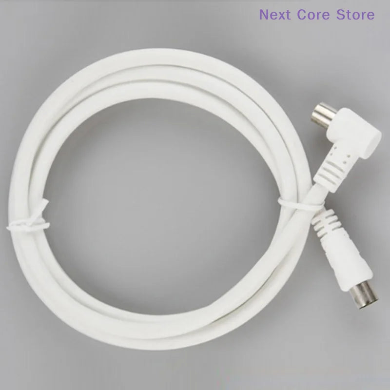 2M White Right Angle RF TV Aerial Coaxial Cable & Coupler Coaxial TV Cable HIP